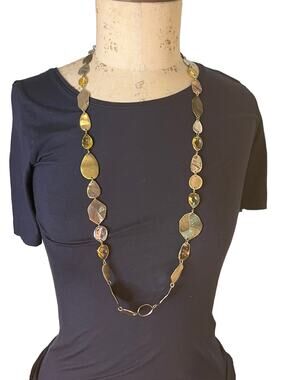 Gucci Gold Tone Long Chain Necklace With Stones